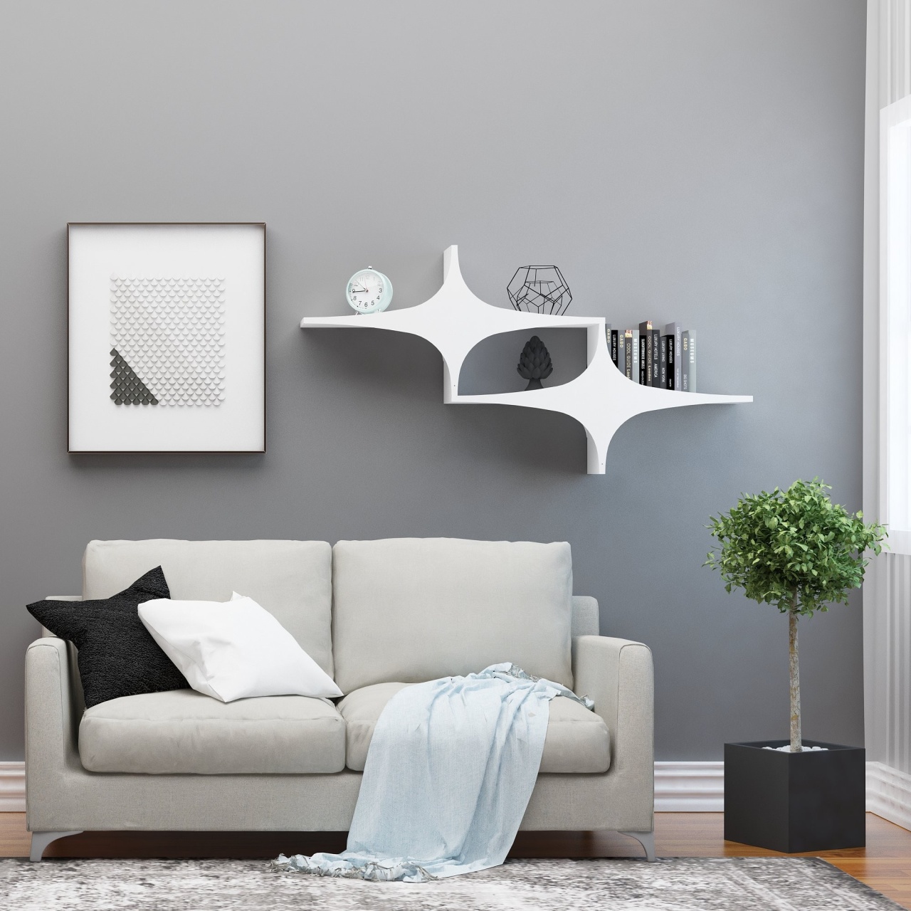 Rafturi perete, Vintage Touch, UnicUtil, 135 x 69 x 20 cm, Alb