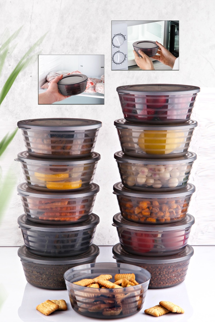 Set 12 caserole plastic , UnicUtil, Versatile Sturdy, Gri Antracit