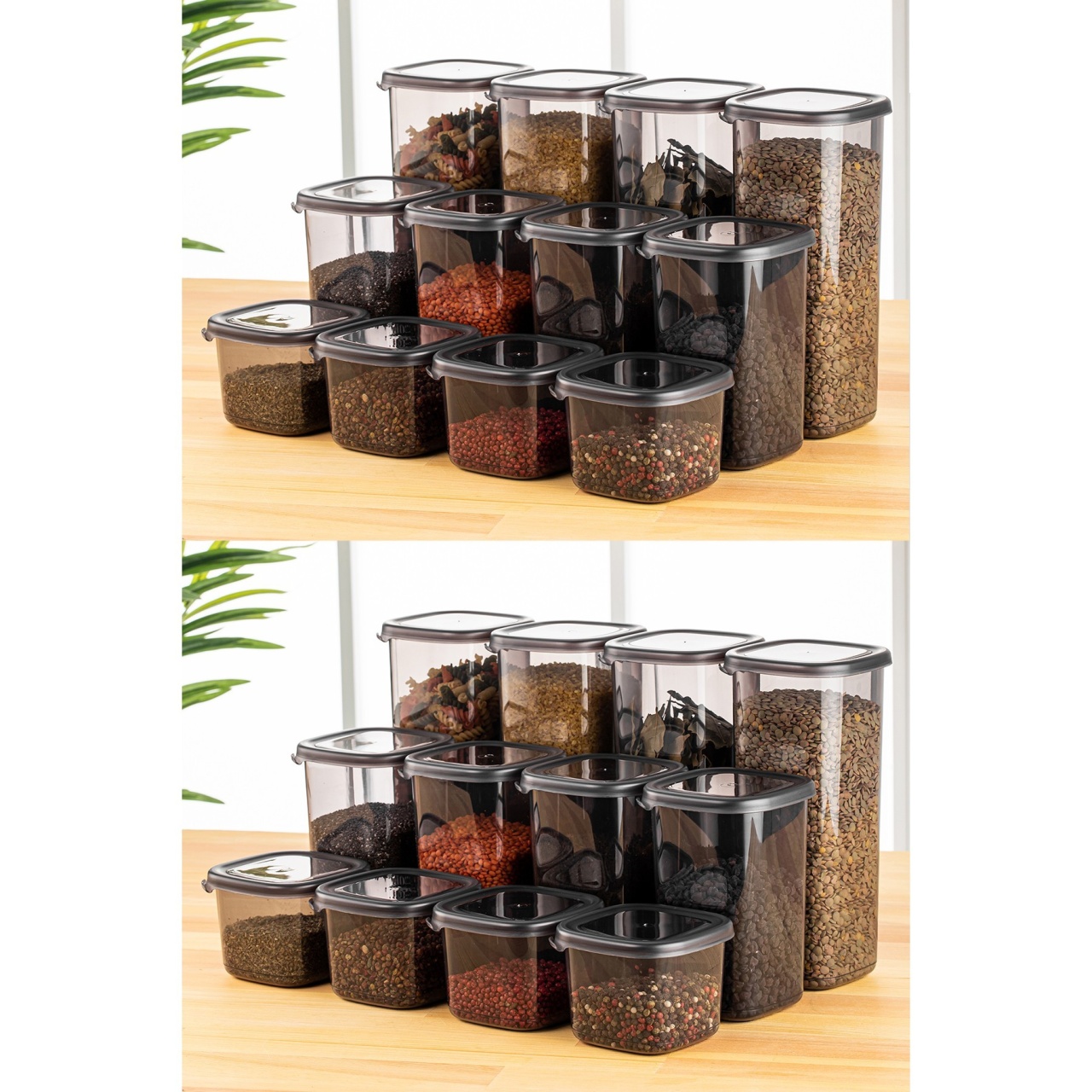 Set 24 recipiente alimentare , UnicUtil, Sturdy Compact, Antracit