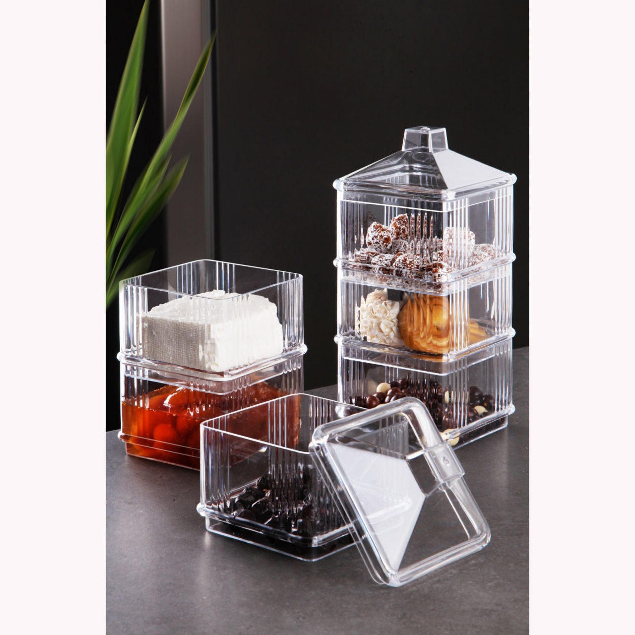 Set 6 recipiente alimentare , UnicUtil, Stylish Compact, Transparent