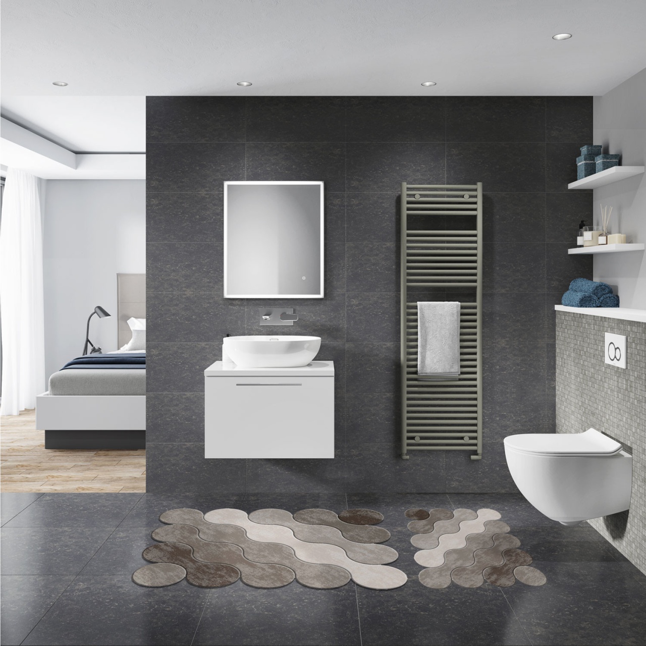 Set covorase baie 2 piese, Premium Feel, UnicUtil, Maro