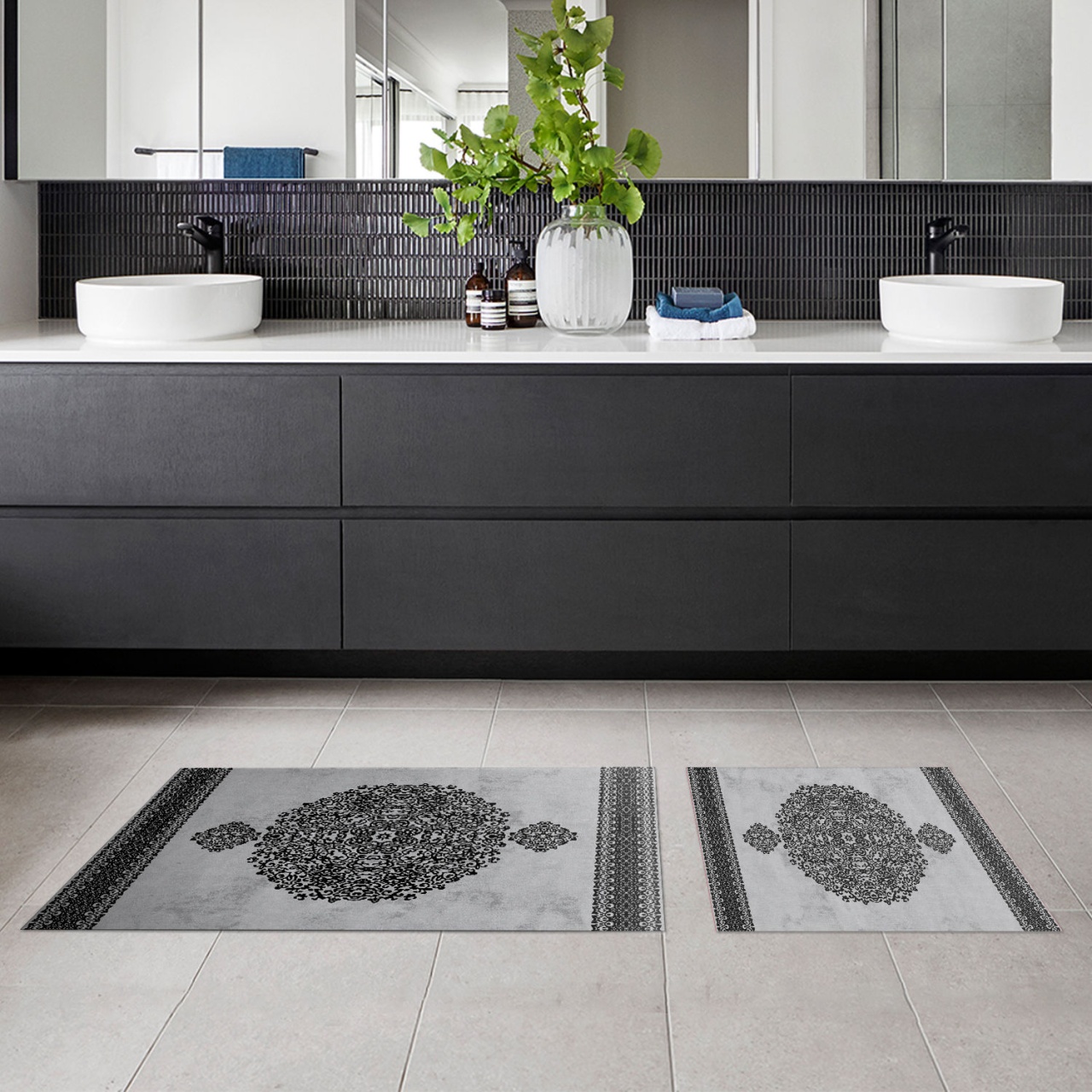 Set covorase baie 2 piese, Ultra Cozy, UnicUtil, Gri