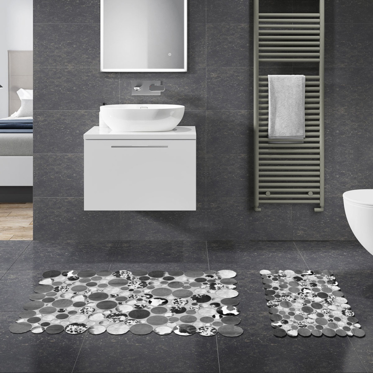 Set covorase baie 2 piese, Ultra Cozy, UnicUtil, Gri