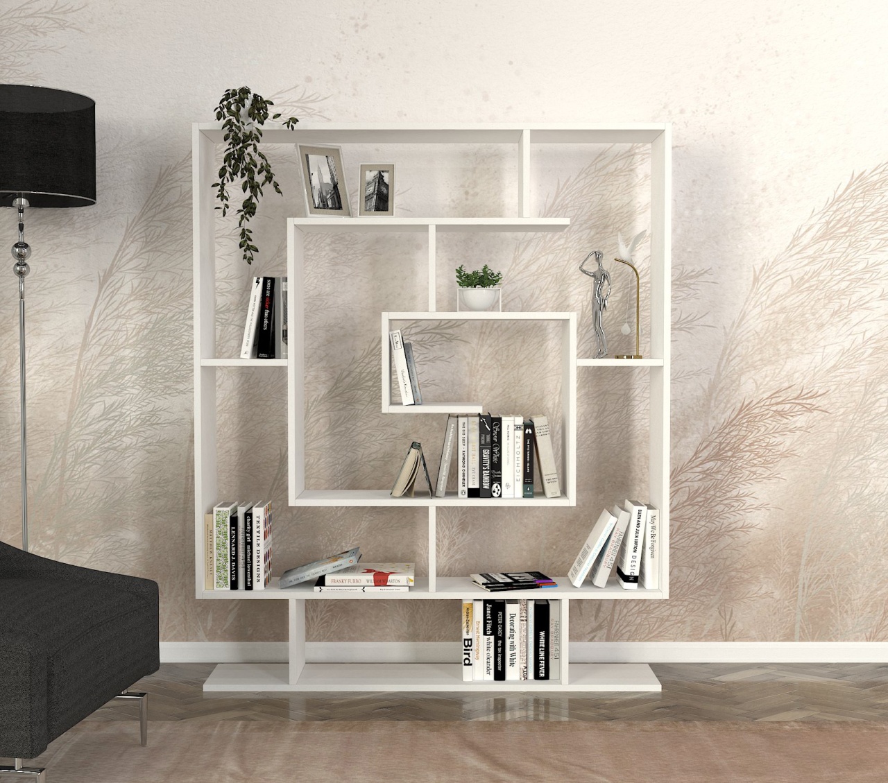 Biblioteca, Geo Labyrinth, UnicUtil, 124.8 x 22 x 149.4 cm, Alb