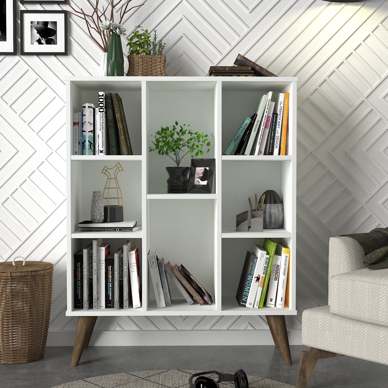 Bibliotecă, Open Charm, UnicUtil, 91 x 29.5 x 113.6 cm, Alb