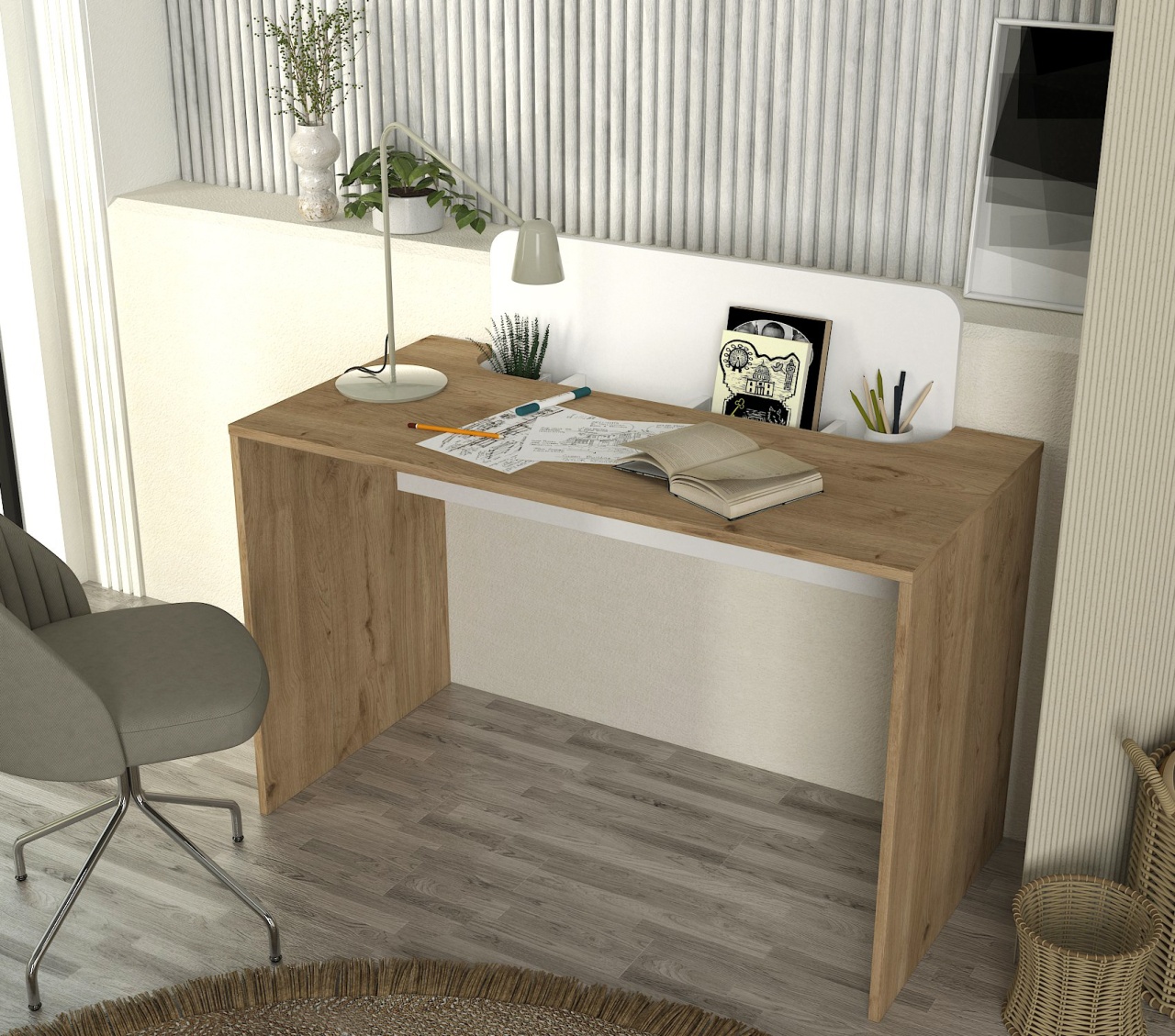 Birou, Modern Base, UnicUtil, Crem-Alb