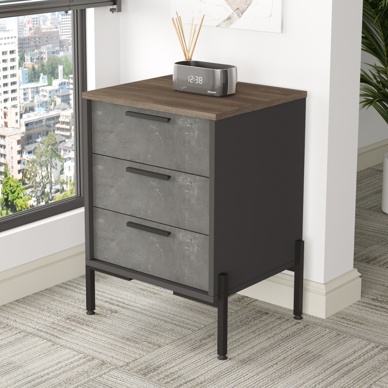 Comoda cu sertare UnicUtil Nuc - Gri 54 x 44.5 x 70 cm