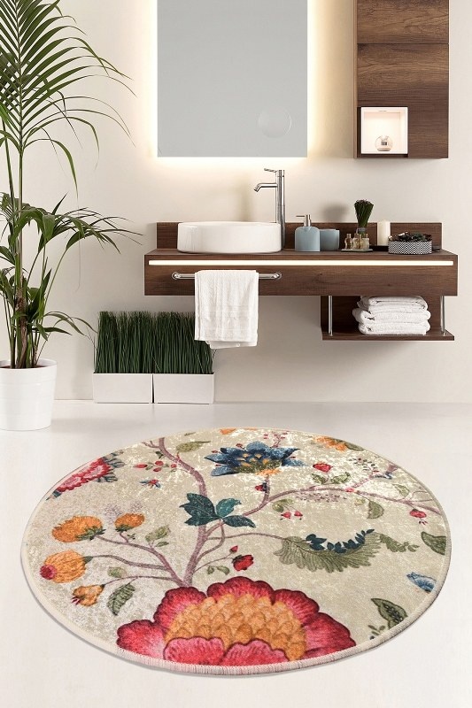 Covoras de baie, Sophisticated Texture, 100 cm, UnicUtil, Multicolor