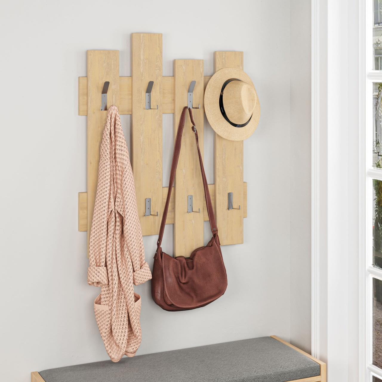 Cuier Elegant, Rustic Charm, UnicUtil, 64 x 79 x 4 cm, Stejar