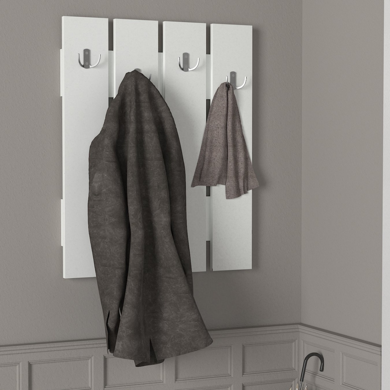 Cuier Panou, Elegant Hooks, UnicUtil, 64.7 x 3.6 x 80 cm, Alb