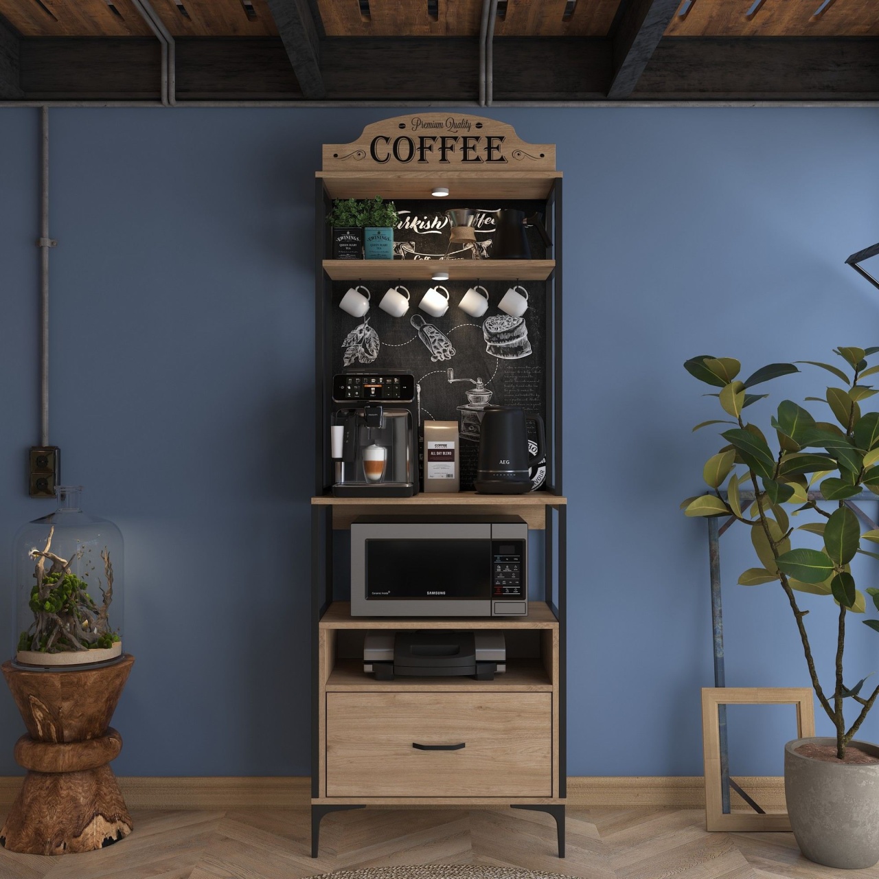 Dulap multifuncțional, Je154 3130, UnicUtil, Nuc, Lățime: 70 cm, Înălțime: 206,8 cm, Adâncime: 40 cm
