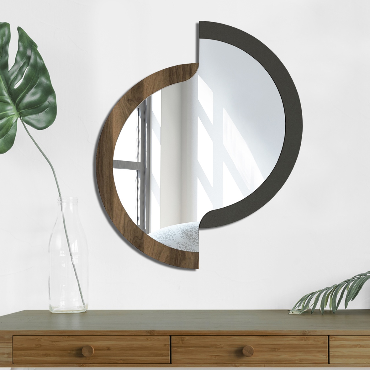 Oglinda Decorativa de Perete, Twist Vision, UnicUtil, 59 x 71 cm, Maro-Gri Antracit