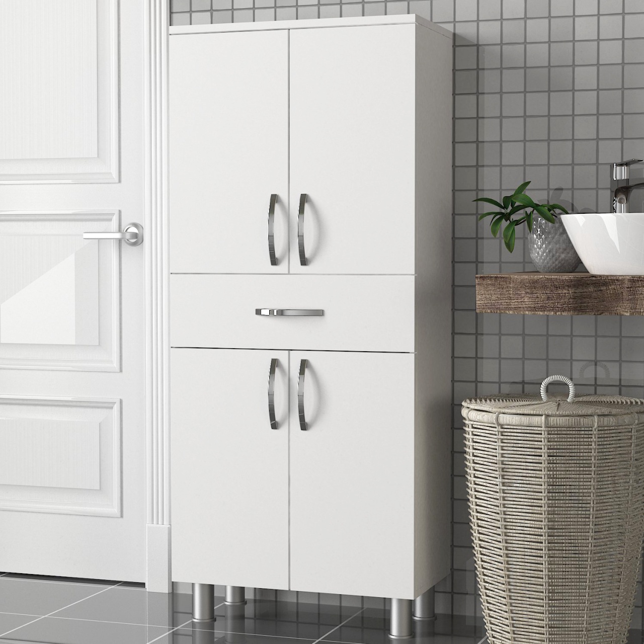 Organizator, Duo Space, UnicUtil, 59.4 x 31.5 x 140 cm, Alb