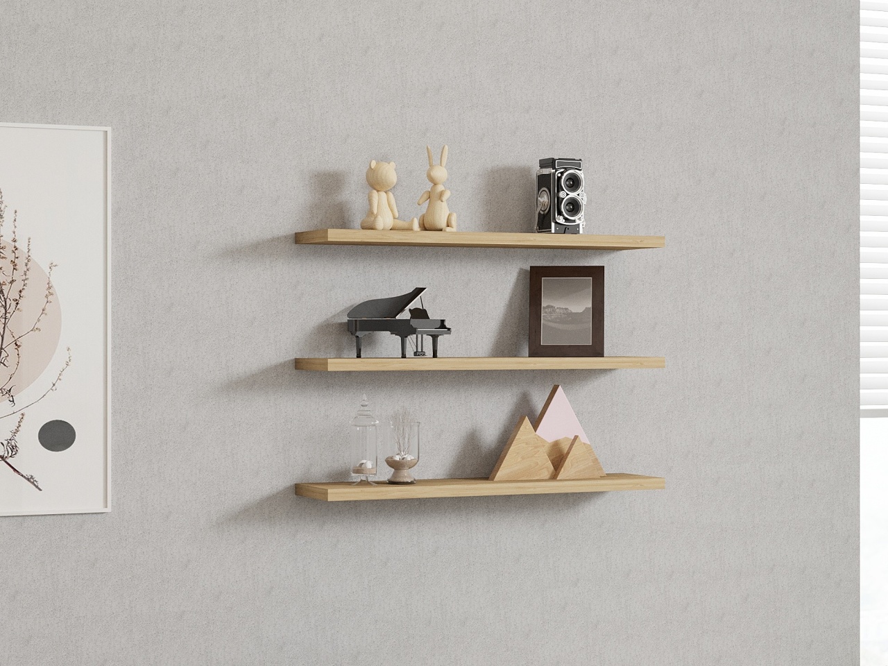 Rafturi perete, Modern Craft, UnicUtil, 60 x 1 x 14 cm, Stejar