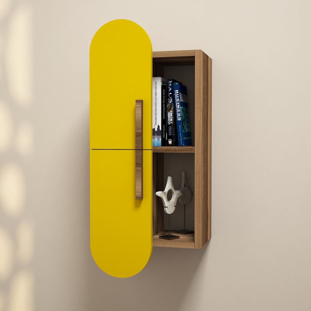 Rafturi perete, Modern Edge, UnicUtil, 35 x 60 x 22 cm, Nuc Galben