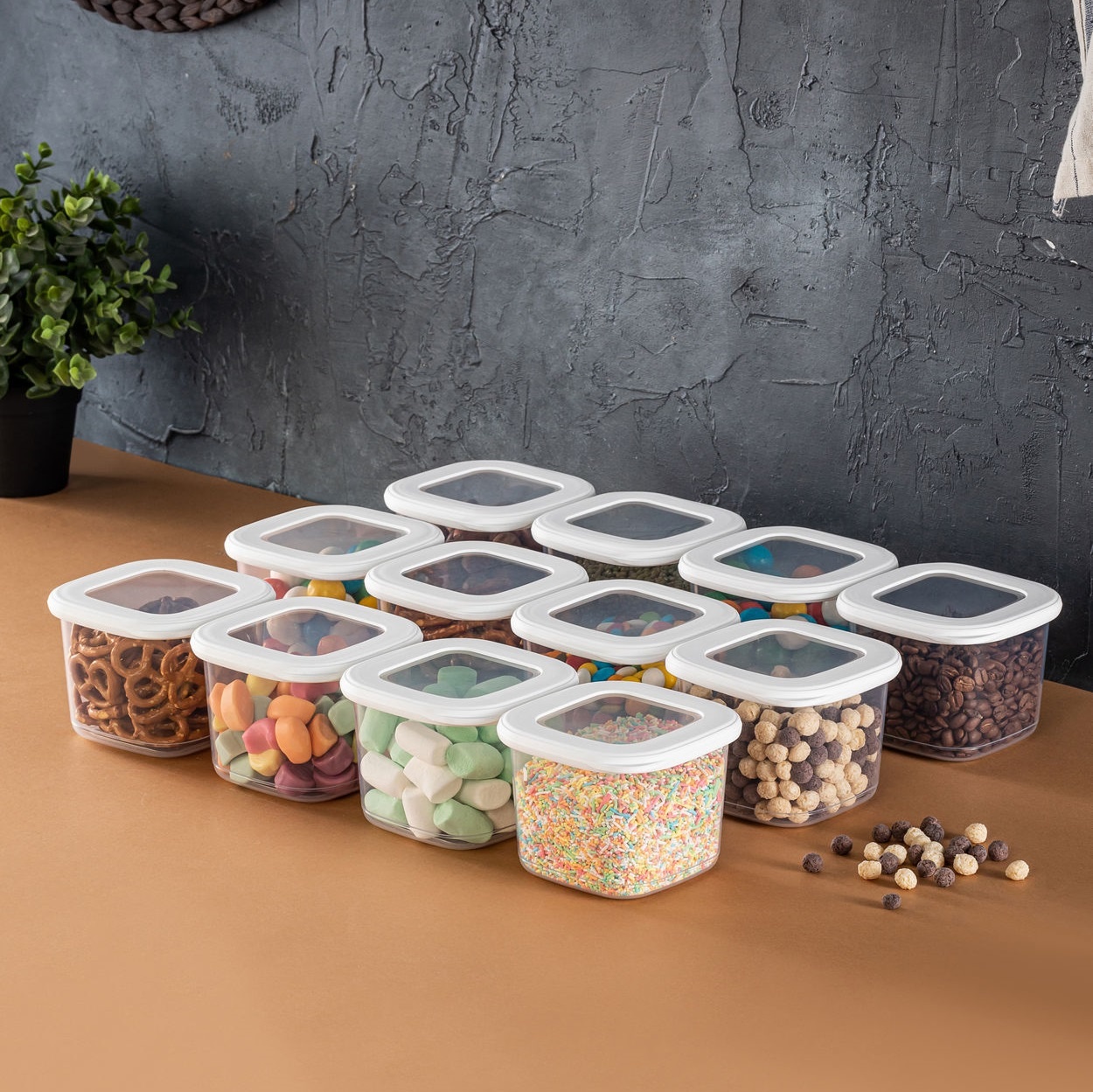 Set 12 recipiente alimentare , UnicUtil, Premium Modern, Alb