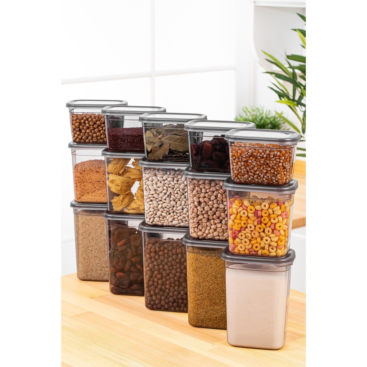 Set 15 recipiente alimentare , UnicUtil, Lightweight Sturdy, Antracit
