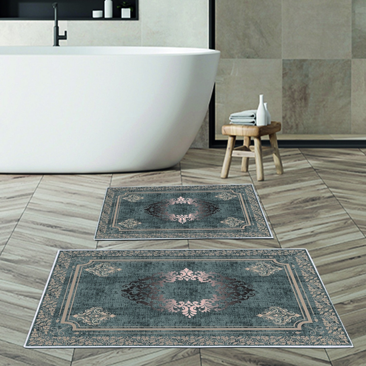 Set covorase baie 2 piese, Chic Finish, UnicUtil, Multicolor