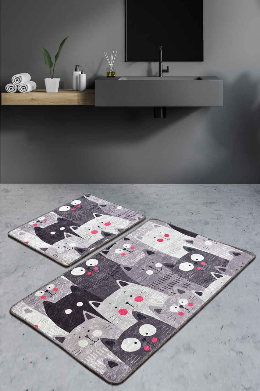 Set covorase baie 2 piese, Classic Style, UnicUtil, Gri, Multicolor