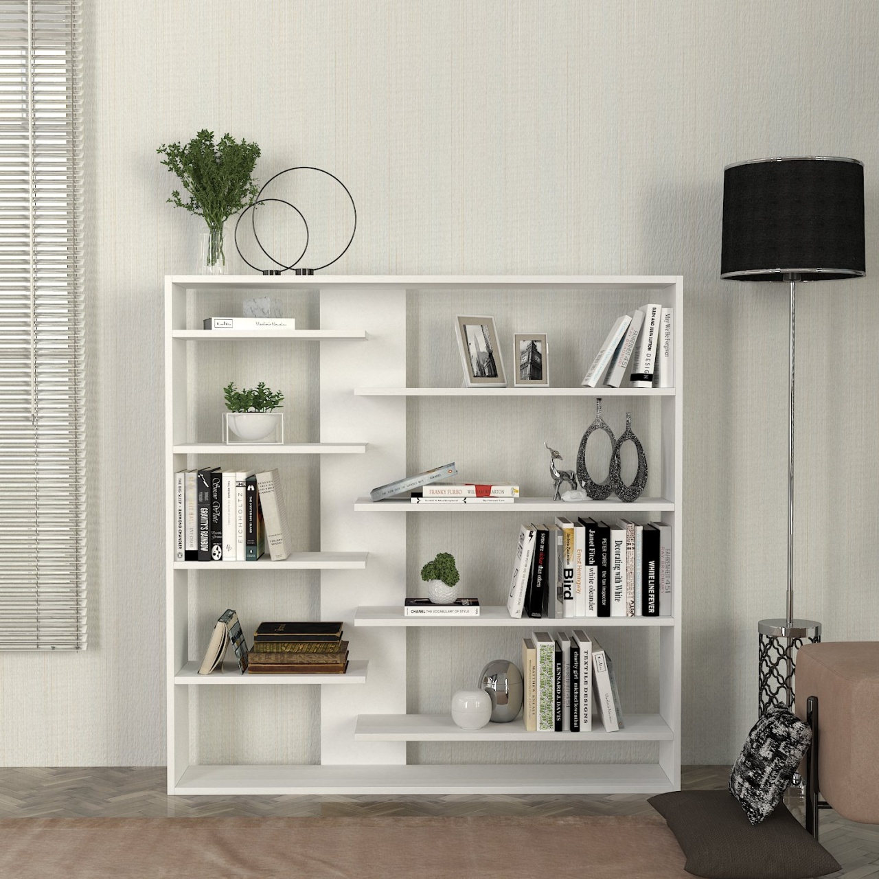 Biblioteca, Linear FlowPro, UnicUtil, 125 x 22 x 126 cm, Alb