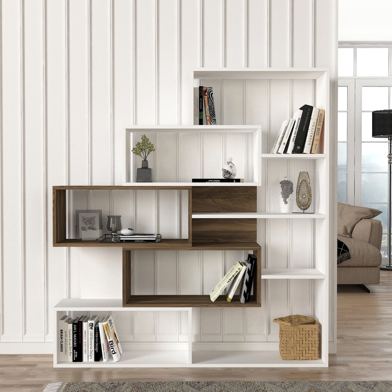 Biblioteca, Urban Chic, UnicUtil, 139.1 x 25 x 151.2 cm, Alb-Maro