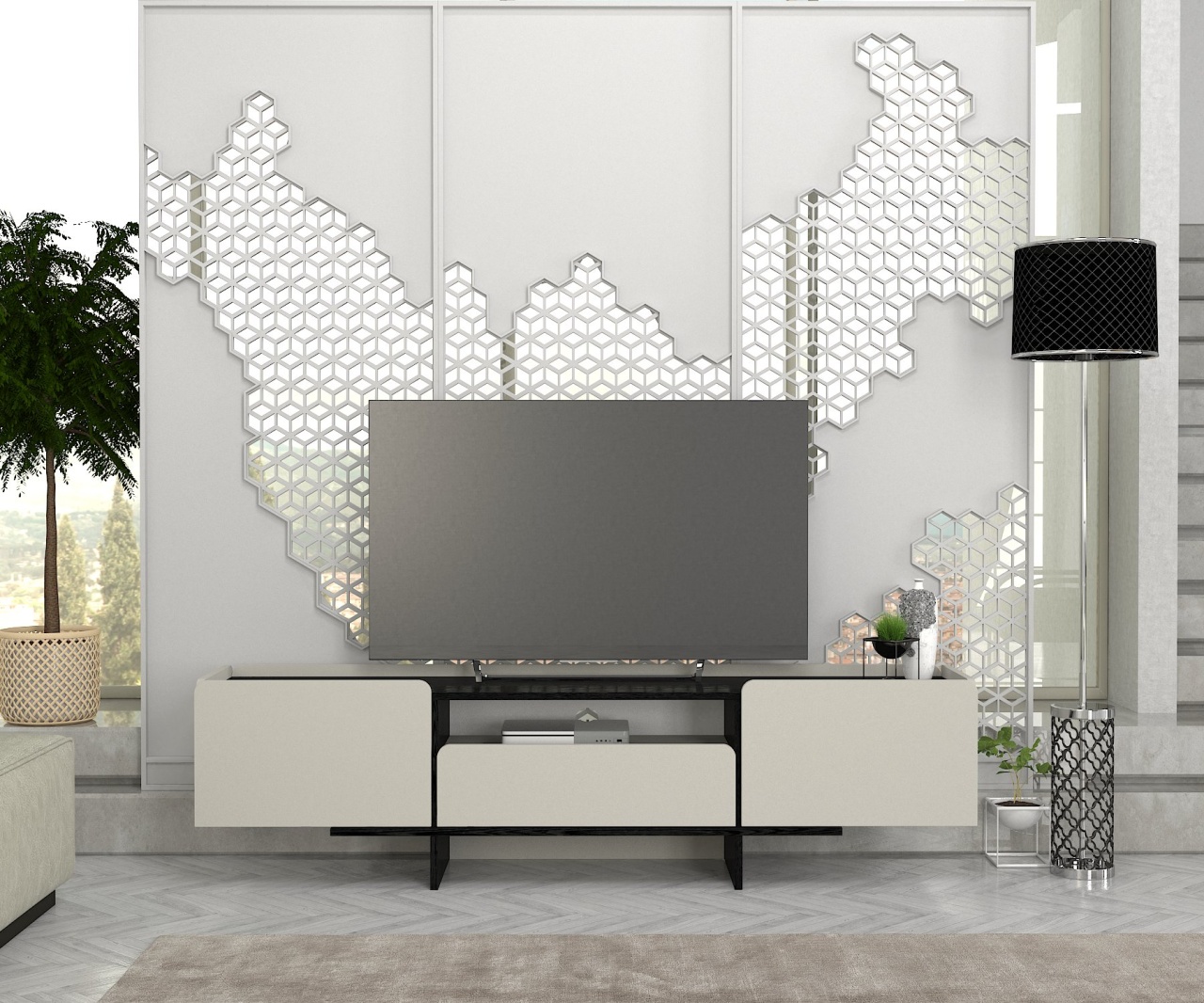 Comodă televizor Minimalist Design, 183.6 x 39.2 x 49.2 cm, UnicUtil