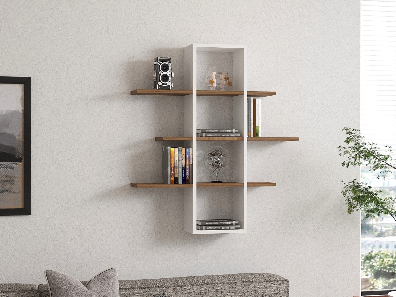 Rafturi perete, Elegant Build, UnicUtil, 96 x 101 x 19 cm, Nuc Alb