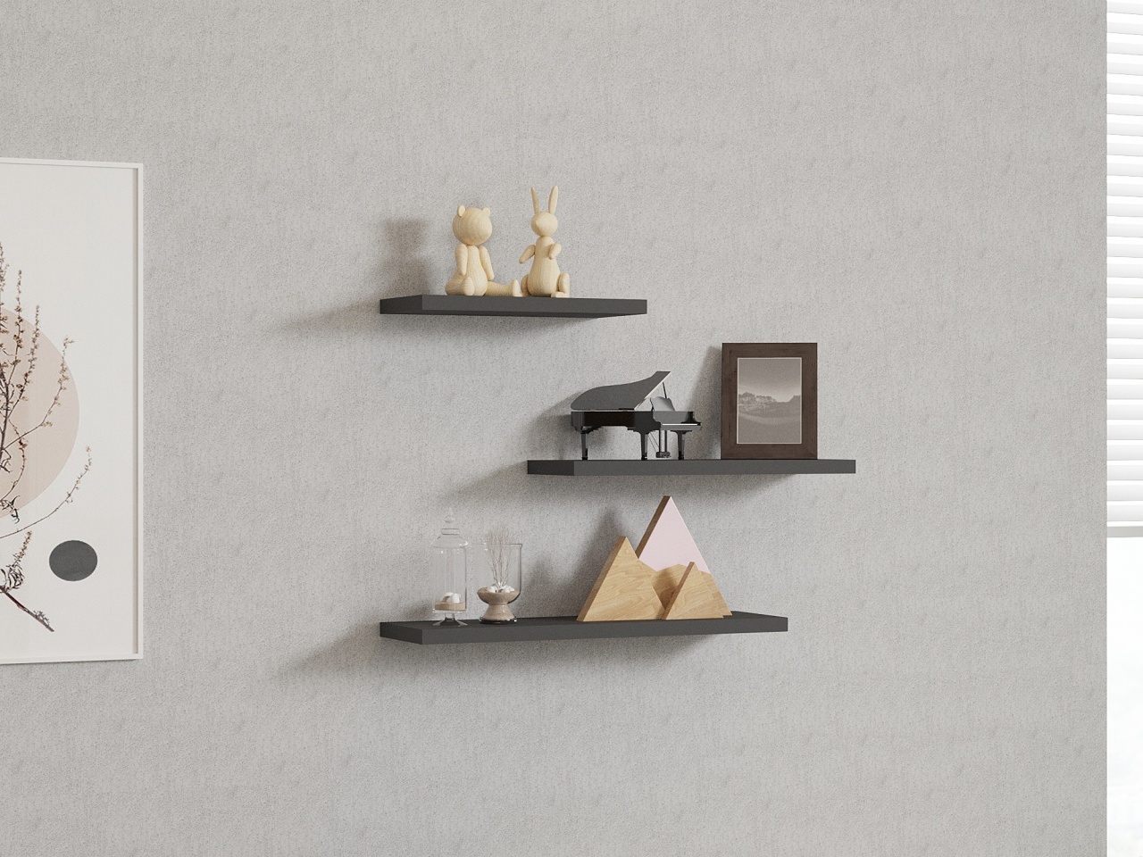 Rafturi perete, Urban Craft, UnicUtil, 30 x 14 x 2 cm, Gri