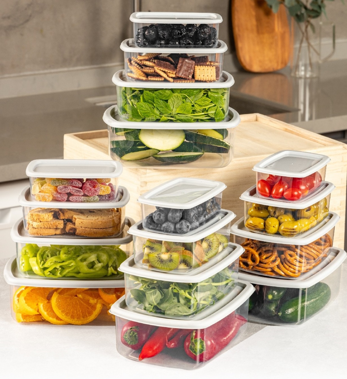 Set 16 caserole plastic , UnicUtil, Spacious Premium, Gri
