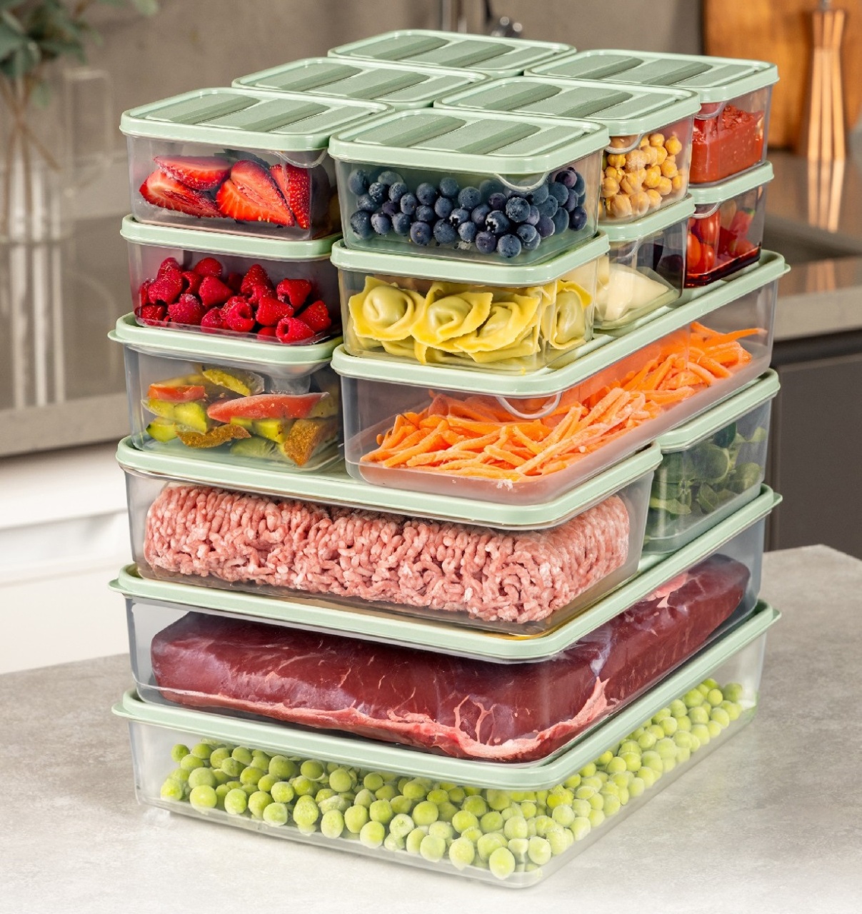 Set 18 caserole plastic , UnicUtil, Stylish Premium, Verde