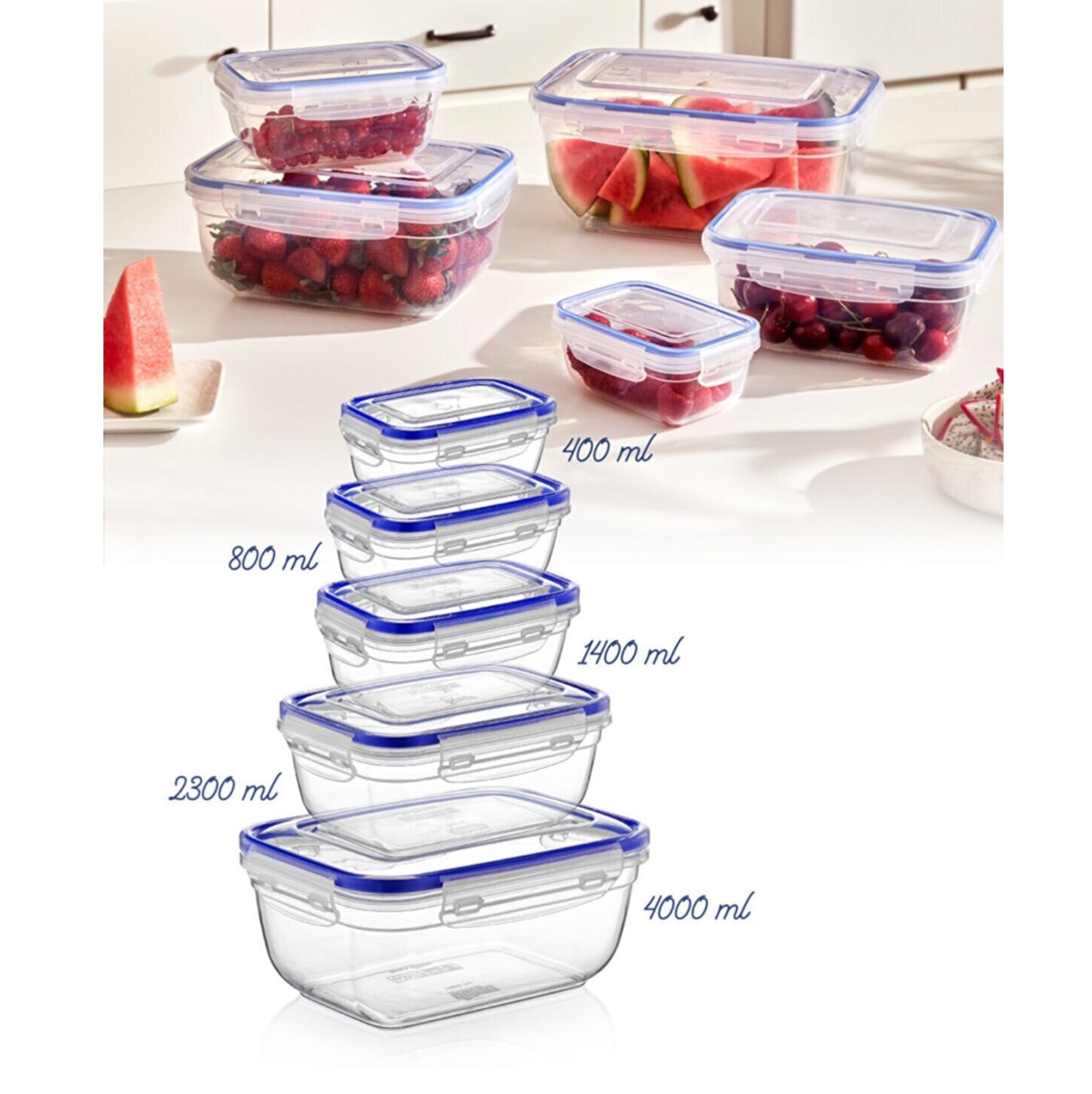 Set 5 caserole plastic , UnicUtil, Versatile Elegant, Transparent