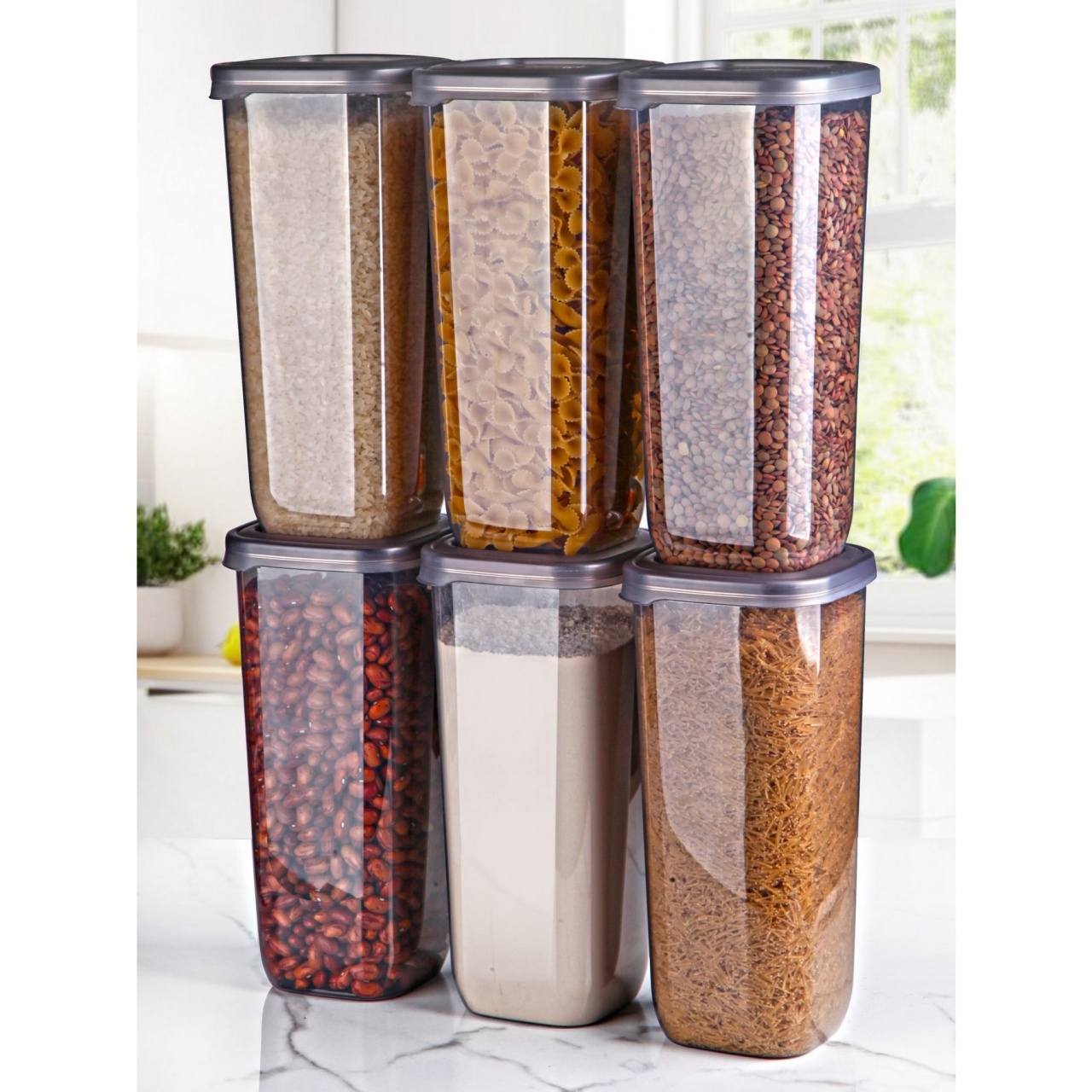 Set 6 recipiente alimentare , UnicUtil, Lightweight Durable, Antracit