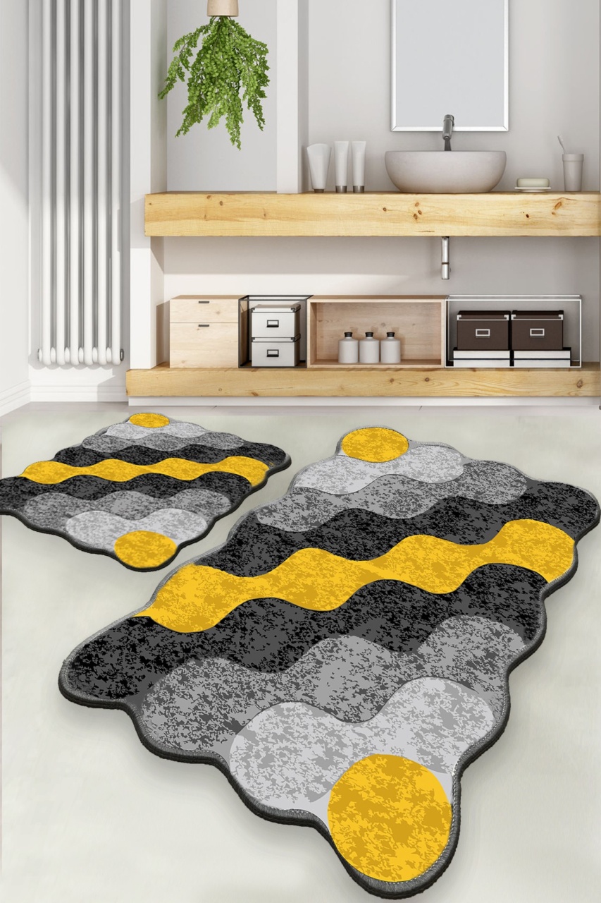 Set covorase baie 2 piese, Classic Style, UnicUtil, Galben