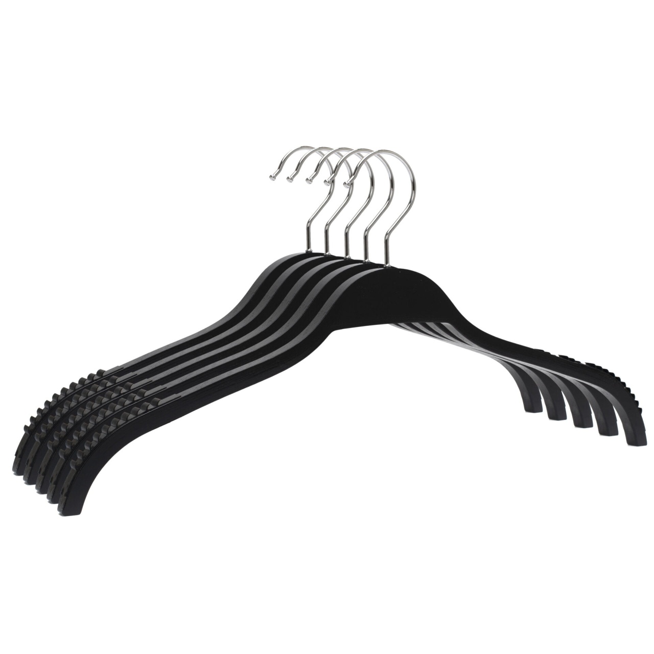 Umeraș din lemn, cu margini de cauciuc anti-alunecare si design modern, Negru, 1 bucata