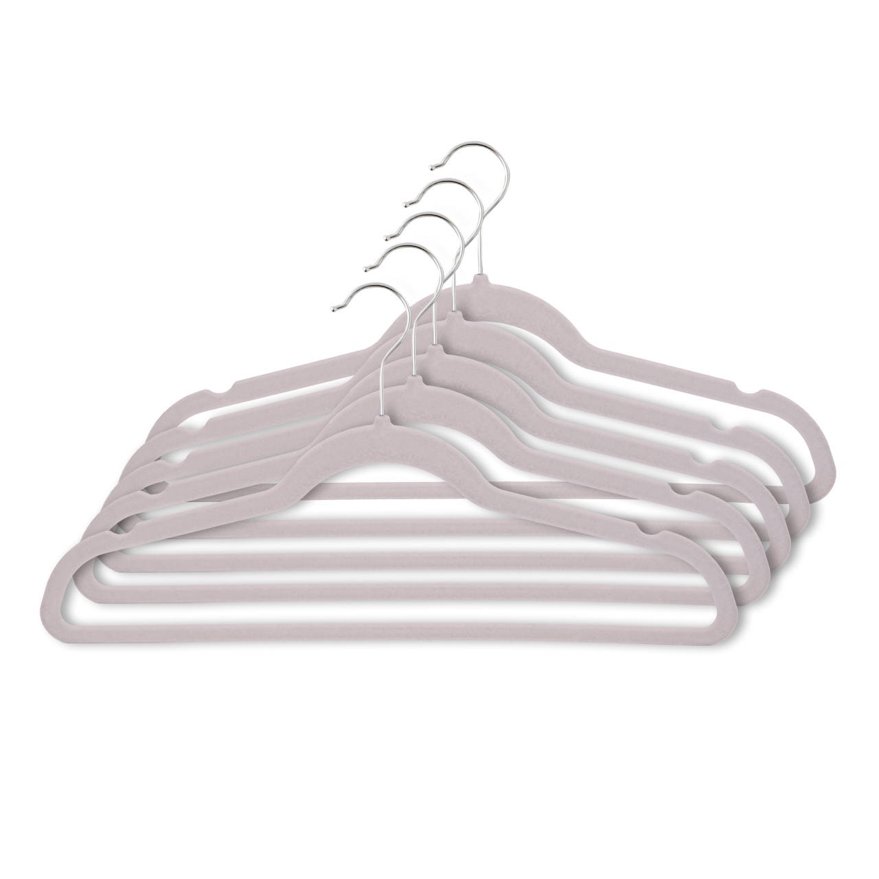 Umeraș din plastic dur acoperit cu catifea anti-alunecare, Crem, 1 bucata