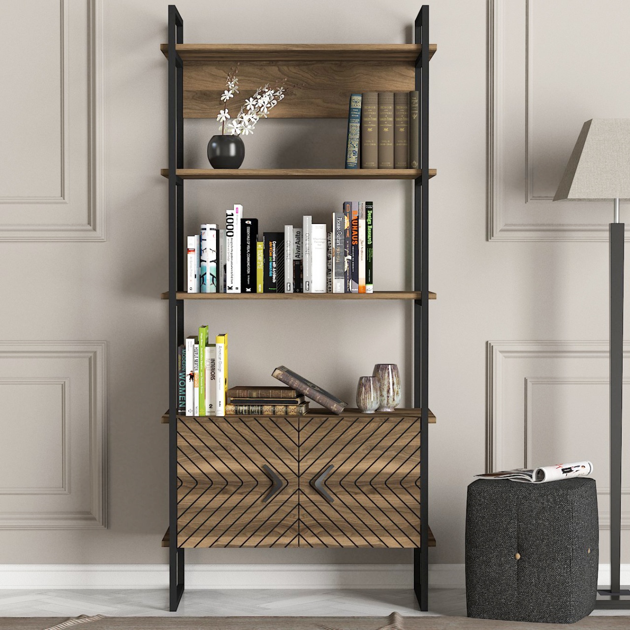 Biblioteca, Geometric Style, UnicUtil, 82 x 39 x 180 cm, Maro