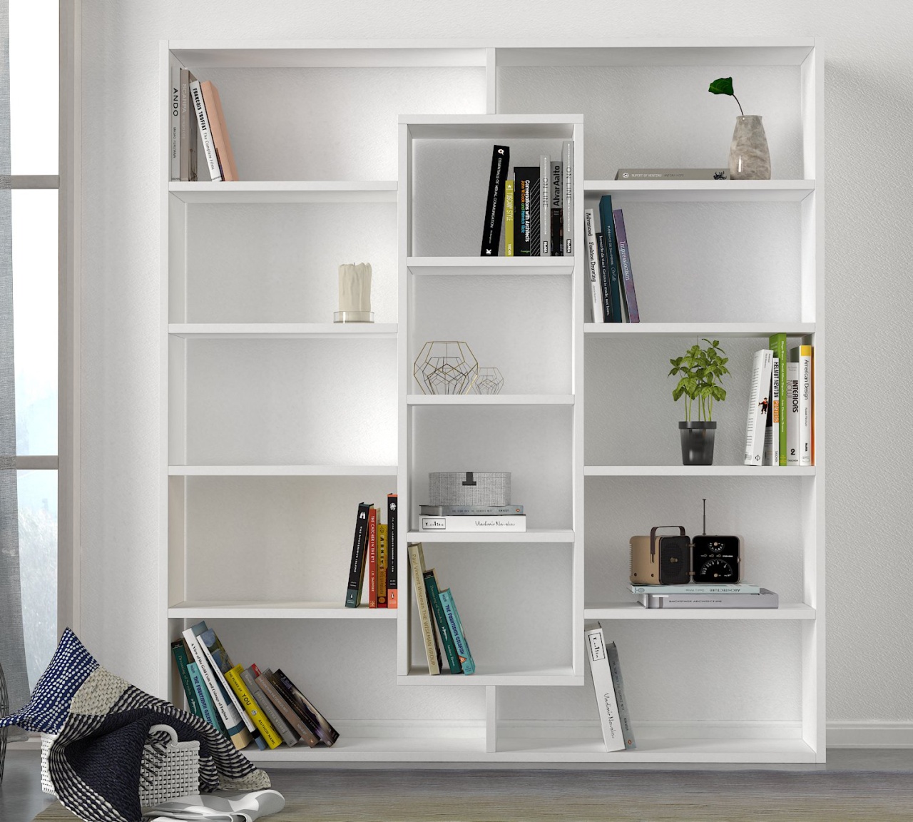 Biblioteca, Zen Space, UnicUtil, 125 x 22 x 135.7 cm, Alb