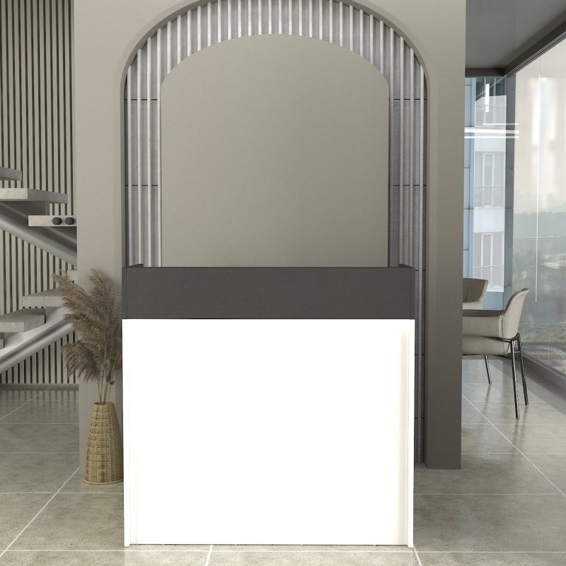 Birou recepție, Wilko LED Front Desk, UnicUtil, Alb-Gri, 110 cm