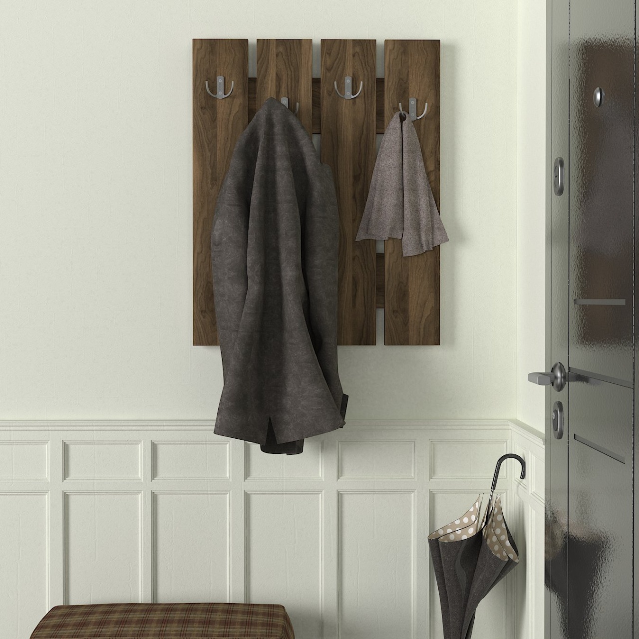 Cuier Panou, Elegant BrownHooks, UnicUtil, 64.7 x 3.6 x 80 cm, Maro