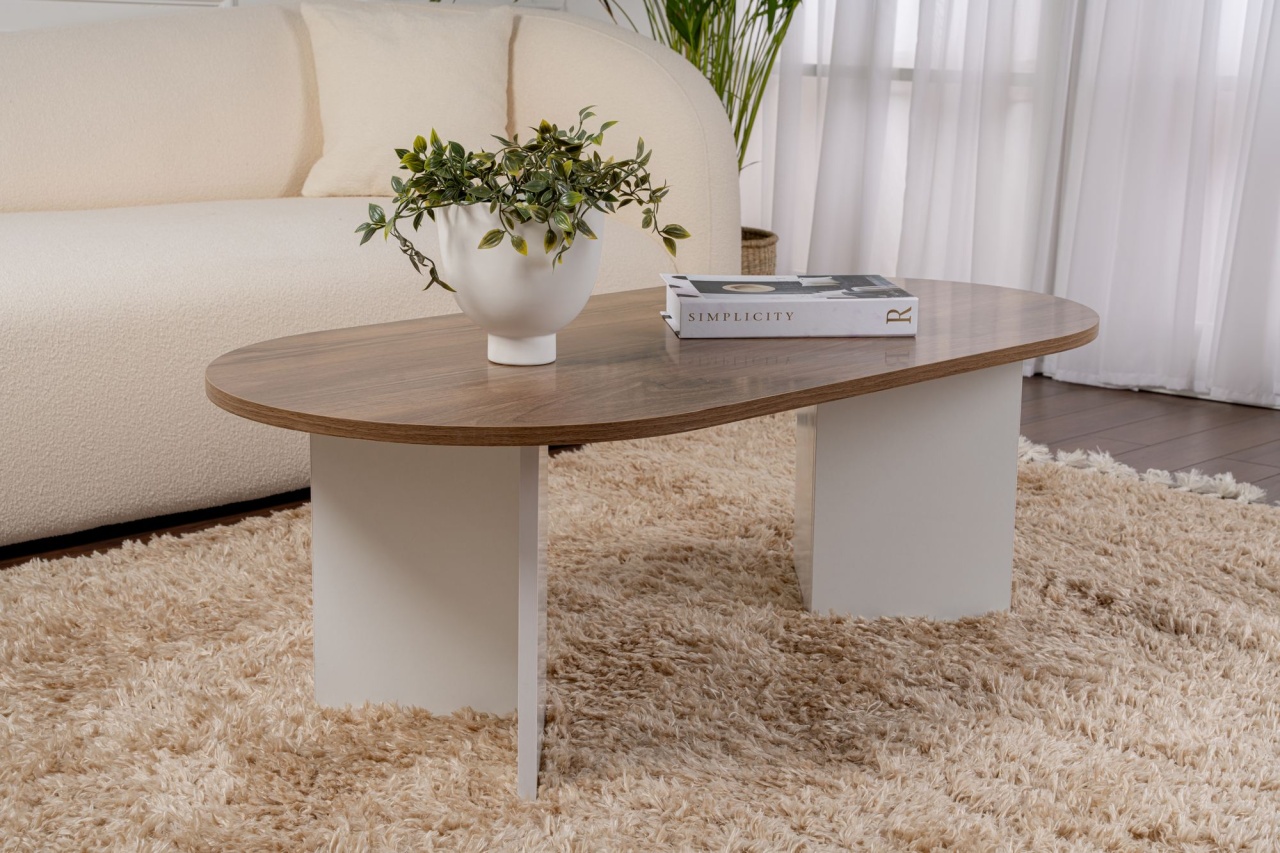 Masa de cafea, Modern Touch, UnicUtil, 119 x 60 x 40 cm, Alb-Maro