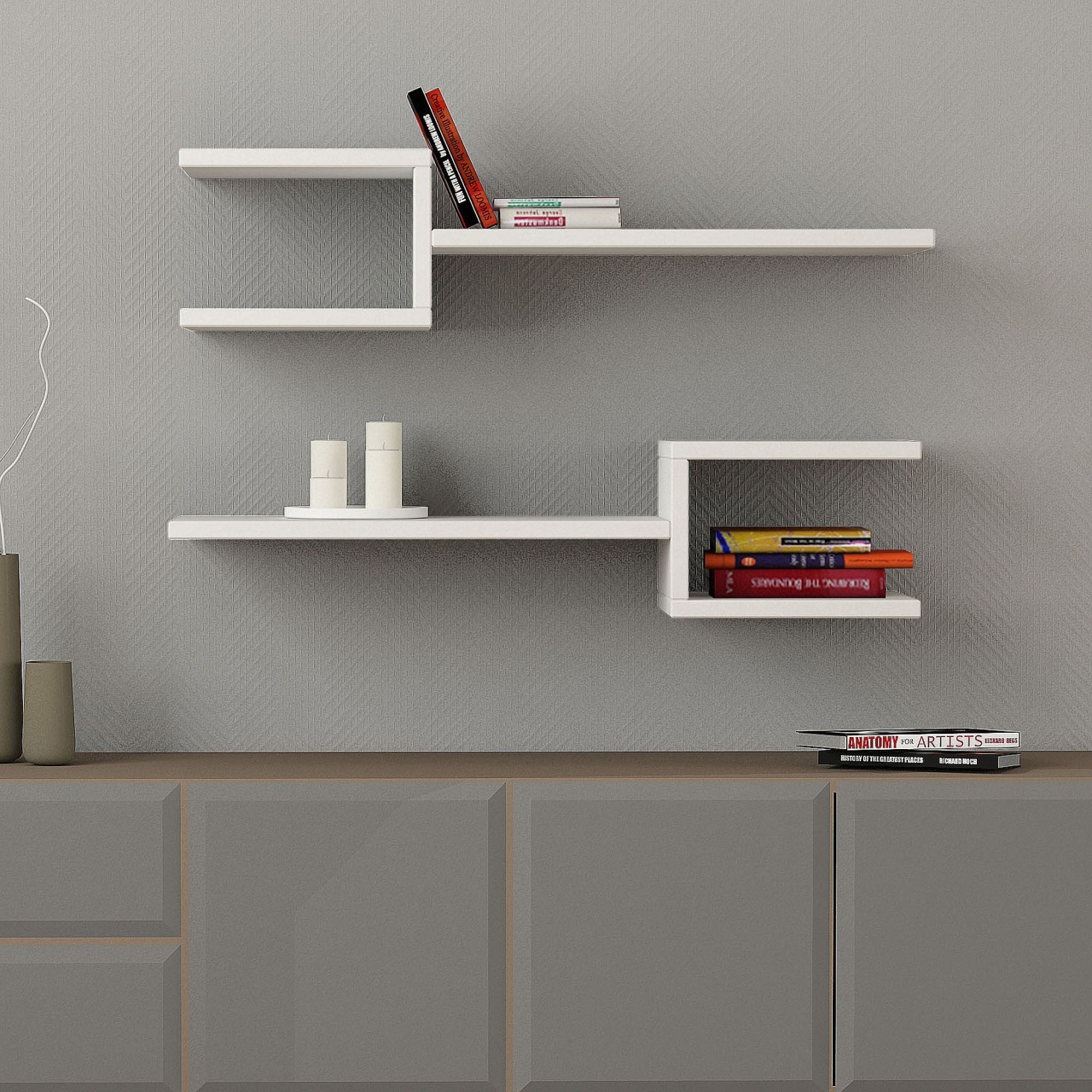 Rafturi perete, Simple Touch, UnicUtil, 75 x 17 x 22 cm, Alb