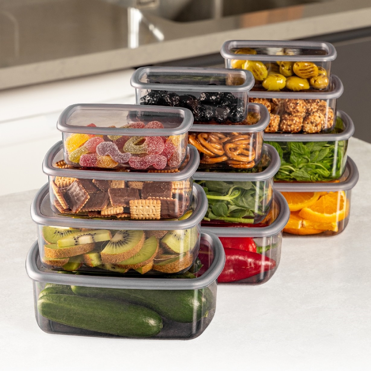 Set 12 caserole plastic , UnicUtil, Stylish Durable, Antracit