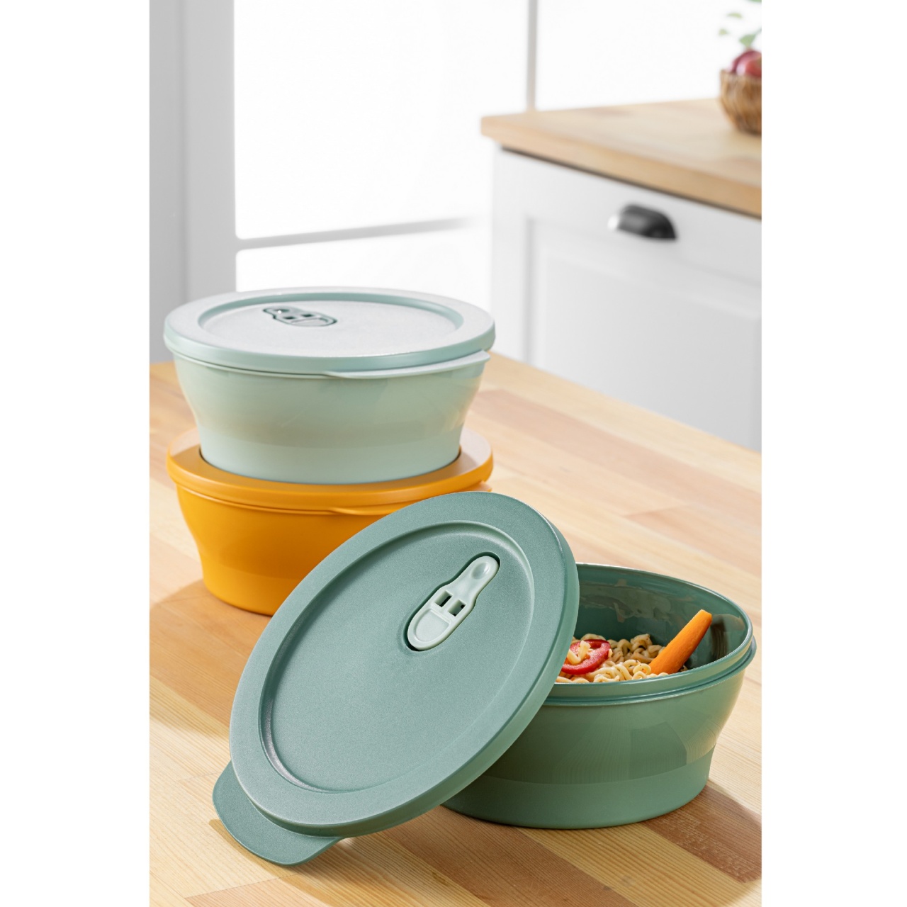Set 3 caserole plastic , UnicUtil, Spacious Elegant, Multicolor