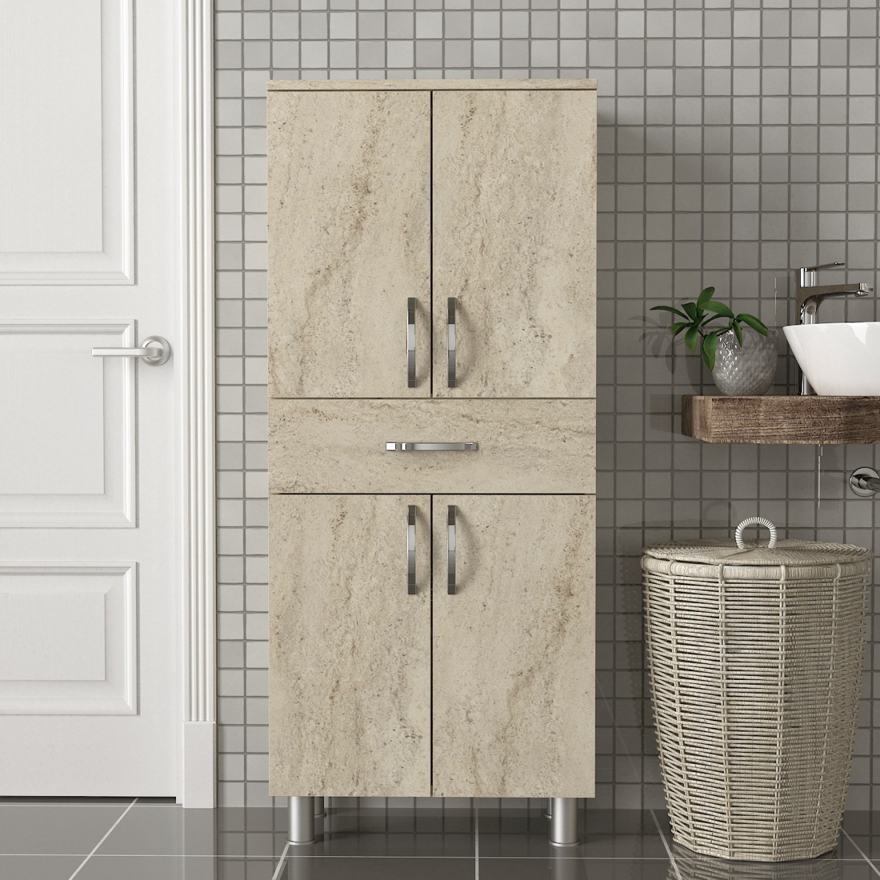 Dulap Organizator, Duo CreamSpace, UnicUtil, 59.4 x 31.5 x 140 cm, Crem