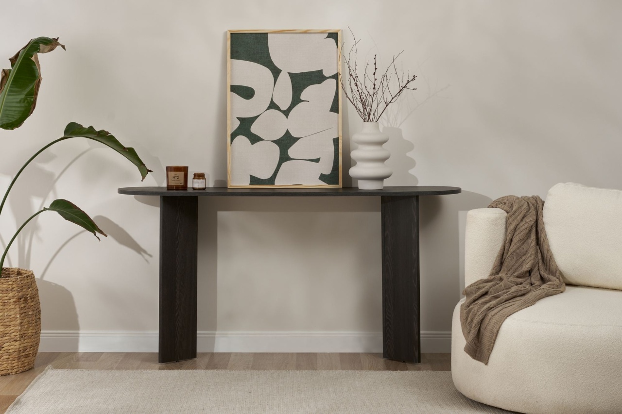 Masa decor, Sira Lumiere, UnicUtil, Lumiere Black, Lățime: 150 cm, Înălțime: 75 cm, Adâncime: 35 cm