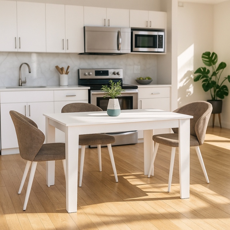 Masă dining living și bucătărie, Darlen, UnicUtil, Alb, 125 cm