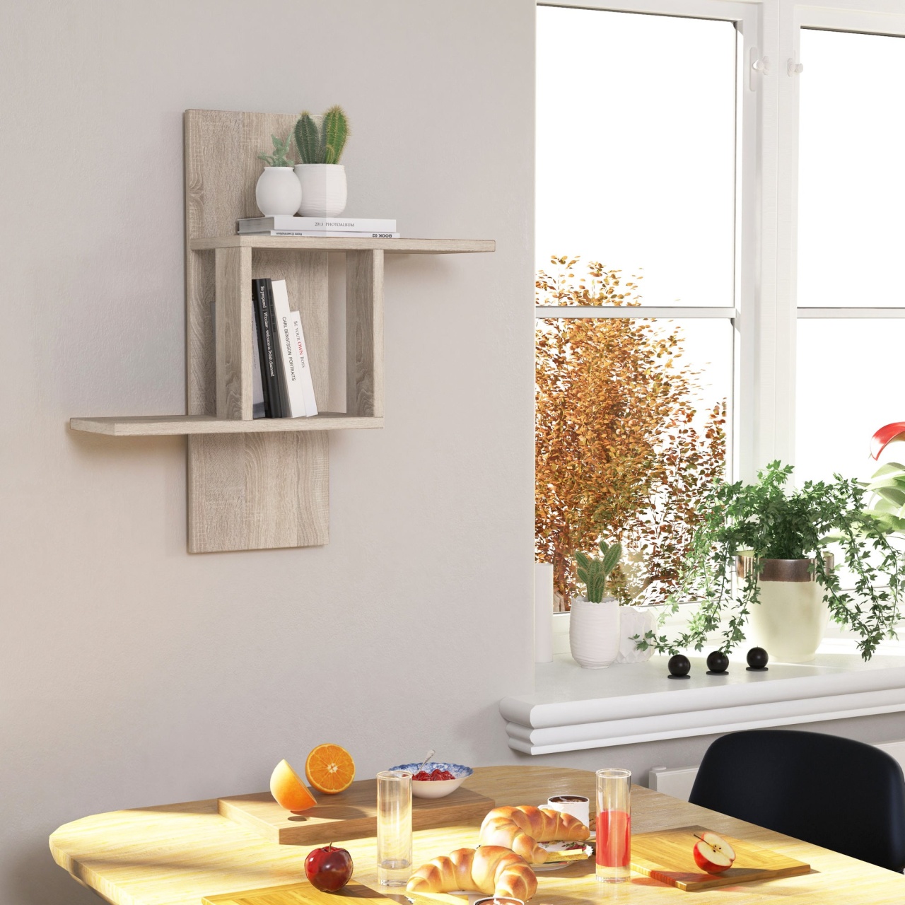 Rafturi perete, Timber Base, UnicUtil, 64 x 70 x 20 cm, Sonoma Stejar