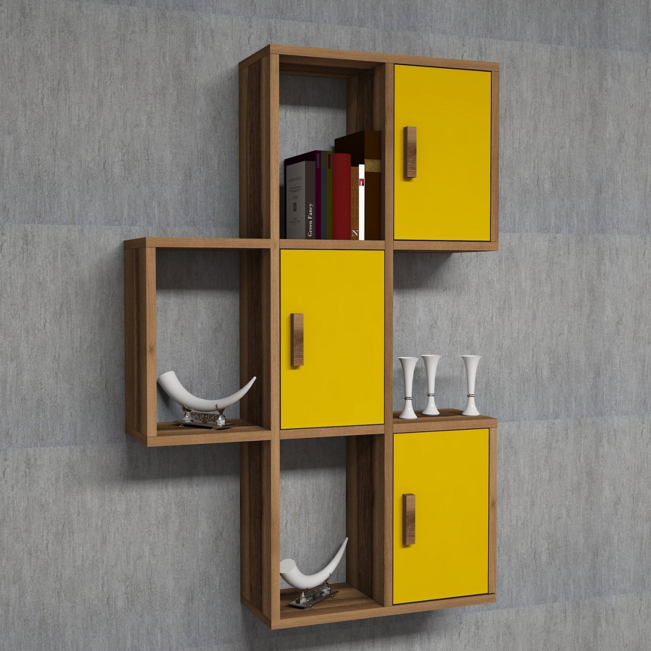 Rafturi perete, Urban Loft, UnicUtil, 50 x 112 x 20 cm, Nuc Galben