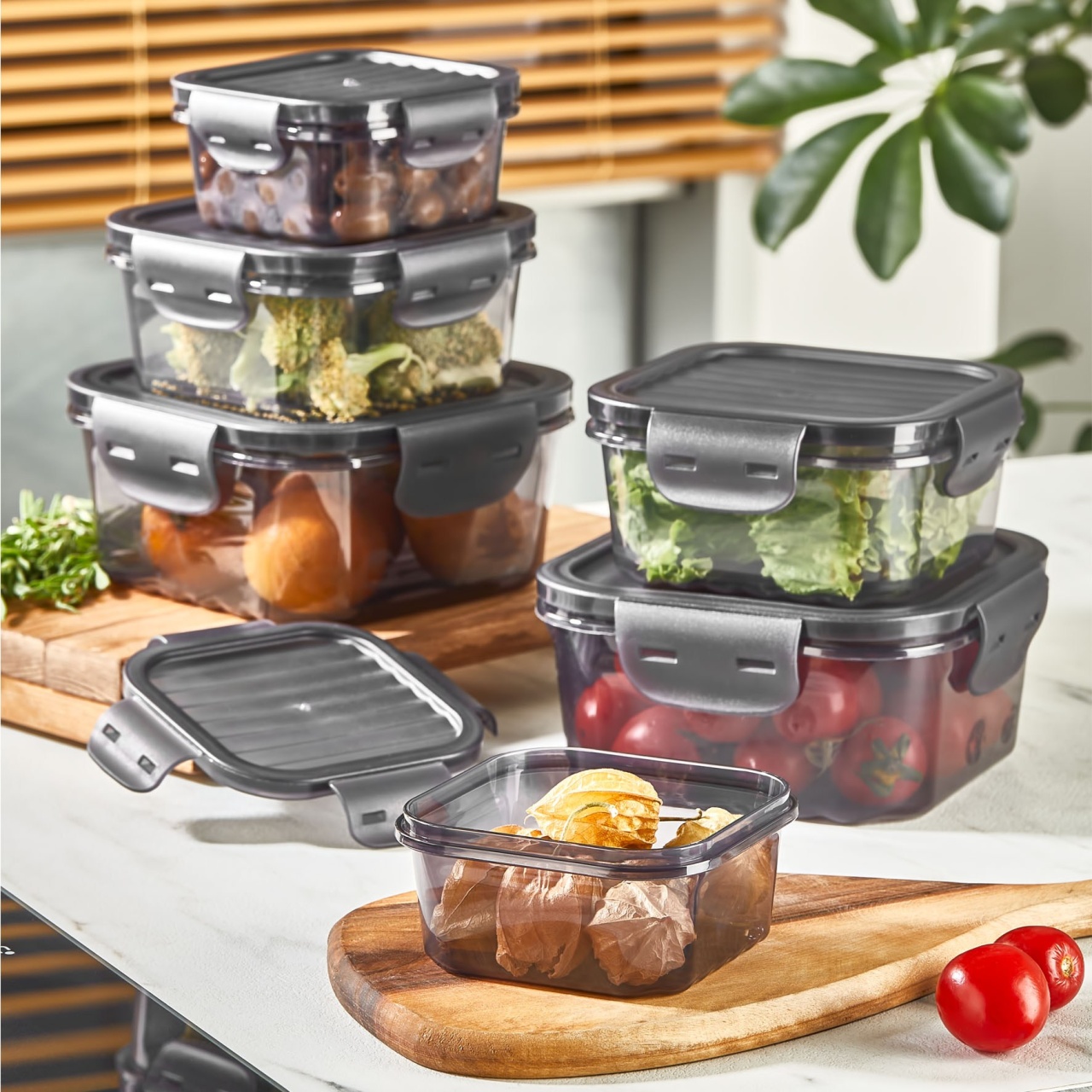 Set 6 caserole plastic , UnicUtil, Premium Stylish, Antracit