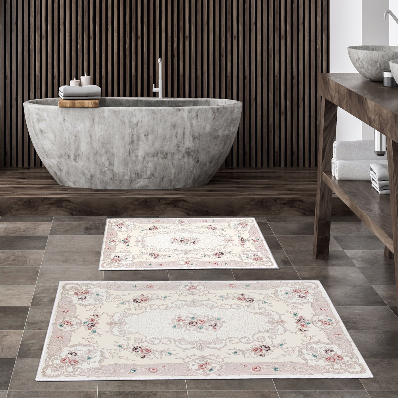 Set covorase baie 2 piese, Chic Finish, UnicUtil, Multicolor